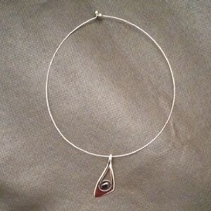 Lia Sophia Elegant Silver Necklace with Black Pendant